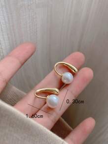 1 对时尚金属水滴仿珍珠高端耳钉女士 - 水滴 - 查看 3