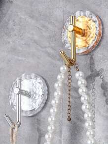 1/4pcs Of Luxury Wall-Mounted Coat Hooks For Home Decoration - Crystal Acrylic Metal Hooks, Self-Adhesive Towel And Bathrobe Hooks, No Need For Drilling, Multi-Functional, Suitable For Kitchen And Bathroom Accessories, Bathroom Storage Hooks