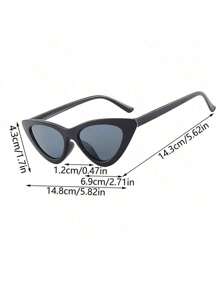 Kính mát thời trang A Lady Black Black Ink Women General Cat's Eye Triangle Fashion Glasses Lady Small Frame Fashion Glasses Round Face Long Face Beach Accessories For Women Glasses Shades - 2 cái màu đen - Xem 6