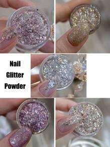 1 cutie/5 cutii pudră cu sclipici pentru unghii cu paiete, 1g/borcan pudră strălucitoare iridescentă cadou pentru femei, fete, mame și soții, pentru salon de unghii/casă DIY/nuntă/călătorii/primăvară/vară, sclipici Y2K ușor de făcut pentru unghii, machiaj Rave, accesorii pentru petreceri Rave - Multicolor - Vizualizare 2