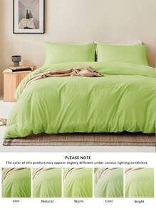 2/3 pièces Ensemble de housses de couette ultra douces et unies, literie avec sensation nuageuse légère, housse de couette*1 taie d'oreiller*1/2, vert pastel, s'adapte parfaitement aux lits de tailles simple, double, grand et queen