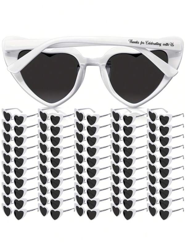 5pcs/1pc White Love Glasses Party Favors Set, Thanks For Celebrating With Us, Wedding Bridal Glasses, Party Guest Gifts, Bulk Heart-Shaped Glasses, Bachelorette Glasses Gifts