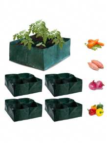 1/2pcs 4-Grid Raised Garden Bed, Fabric Planting Bags For Vegetables/Flowers, Gardening Grow Bags Suitable For Potatoes/Tomatoes/Flowering Plants