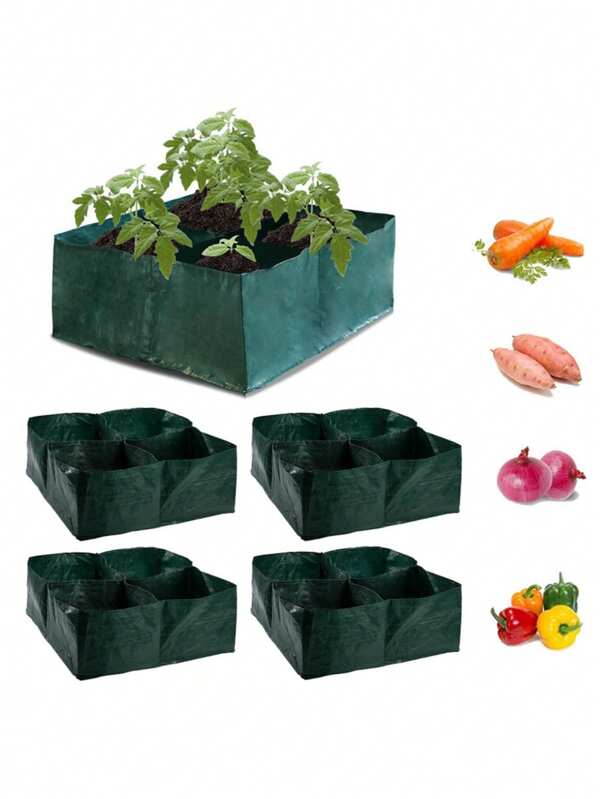 1/2pcs 4-Grid Raised Garden Bed, Fabric Planting Bags For Vegetables/Flowers, Gardening Grow Bags Suitable For Potatoes/Tomatoes/Flowering Plants