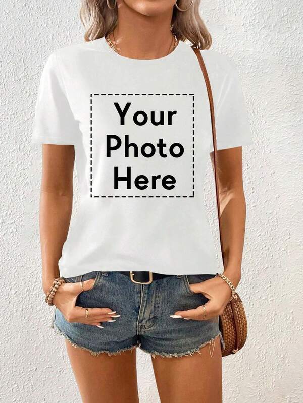 Camiseta de mujer de manga corta personalizada, diseño personalizado, sube tus fotos/logotipos/carteles/fotos familiares/fotos del equipo de la empresa, camiseta de mujer para primavera/verano, regalo del Día de San Valentín, regalo para ella, regalo de aniversario, festival de música, boda/fiesta, camisa cultural, regalo de vacaciones, personalización de uniformes de equipo, top de verano, ropa de equipo para recaudación de fondos benéfica, ornamental, único, personalizado, regalos ideales para ella, familia, amigos, niñas rosas, para vacaciones, para aniversarios, otoño elegante, estilo utilitario elegante, nuevo estilo de mujer para otoño, estampado gráfico