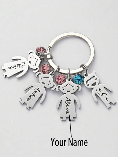 Regalo del Día de la Madre, Llavero personalizado, Llavero personalizado con 1 a 5 nombres, Regalo de llavero personalizado para hermanos y hermanas, amantes, familia, Halloween, Navidad, acero inoxidable, grabado, colorido, lindo, adorable, divertido, kawaii, Y2K, elegante, unisex, casual, personalizado, único, personalizado, regalos ideales para él, regalos ideales para ella, ella, novio, novia, familia, amigos, encantos de bolso, encantos de bolso, regalo práctico