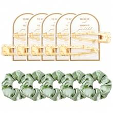 20 Stücke Brautjungfer Antrag Geschenke, weiche Seide Satin Haaraccessoires beinhalten 5 Scrunchies, 10 Haarclips, 5 Karten als Geschenk für Hochzeit, Braut Junggesellinnenabschied