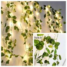 5PCS 20LED/2M,50LED/5M,100LED/10M String Light Fake Vines For Room Decor, Artificial Ivy Garland Hanging Plants Faux Greenery Leaves Bedroom Aesthetic Decor For Home Garden Wall Wedding