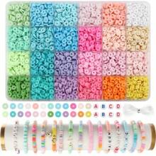 5200pcs Clay Beads Bracelet Kits, Friendship Bracelet Kits Flat Beads For Jewelry Making, Polymer Black Stone Bead Set Suitable For Bracelet Necklace DIY Craft Gift
