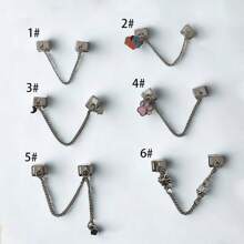 1/6pcs Elegant Silver Elephant, Cat Paw, Star Moon, Chain Charm Pendant Modules - Suitable For DIY Bracelet, Ring, Ideal Gift - Multicolor - View 11