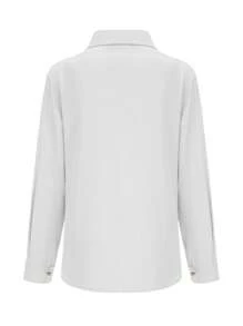 Áo sơ mi cài nút bất đối xứng thời trang, kiểu dáng tối giản, phù hợp cho mùa hè và mùa xuân. - trắng - Xem 3