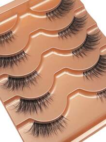 5 Pairs Cat Eye False Eyelashes - Fluffy & Natural Look, C Curl, 13-15mm Half Lashes With Clear Band, Beginner Friendly, Reusable 3D Faux Mink Eyelashes Strip Lashes,Lashes,Eyelashes,Fake Lashes