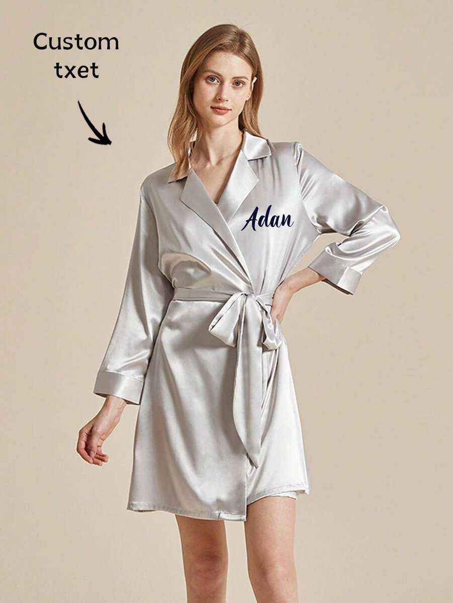 1pc Personalized Women's Sexy Satin Nightgowns, Nightgowns Bathrobes With Belt,Bride Bridesmaid Floral Robes, Wedding Party Robe Bridal Pyjamas,Bridal Party Robes,Monogram Nightgown,Custom Made Bridesmaid Gifts,Mother's Day Gifts,Wedding,Wedding Accessories,Bridesmaid Gifts - Multicolor - View 1