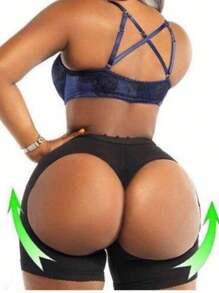 Women Hip Shape Wear Tummy Control Butt Lifter Panties, Hollow Body-Shaper High Waist Shapewear, Slimmer Boyshort Underwear - 黑色 - 查看 4