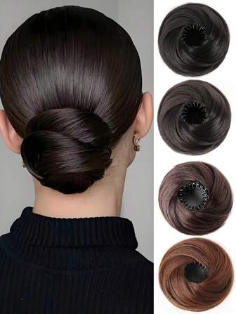Elegant Women's Bun Hairpiece Hair Extension, 3inch Stretchable Hair Clip Synthetic Wig , High-Temperature Fiber, Versatile For All Hair Types, Secure Fit Design, Hair Accessories Suitable For All Women's Daily Wear And Gatherings