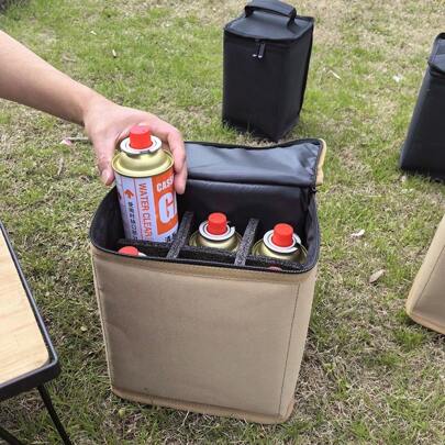 1pc Outdoor Camping Gas Canister Storage Bag, Holds Up To 6 Butane Fuel Canisters, Also Suitable For Storing Beverages, Ideal For Outdoor Travel, Picnic, Spring/Summer Camping, BBQ Fuel Storage, Portable Design For Easy Carrying