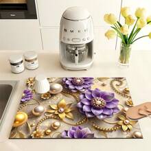 1pc Vintage Floral Pattern Absorbent Coaster, Suitable For Espresso Machines, Sinks, Faucets, Bathroom Cup Holders, Home Decor And Kitchen Accessories - FULSD284 - View 12