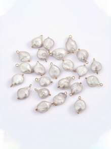 1PC Natural Fresh Water Baroque Pearl Elegant Stainless Steel Bent Pin Pendant DIY Necklace Earrings Jewelry - Multicolor - View 2