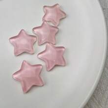 20 piezas/Paquete Decoración plana de resina con estrellas de cinco puntas de color rosa con brillo, materiales DIY para paredes, fundas de teléfono, zapatos, artesanía