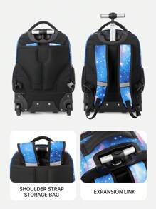 High Quality Multi-Function Rolling Backpack, With Retractable Handle, Large Capacity, Multi-Compartment Design, Quiet Wheels, Oxford Cloth Material, Suitable For Business Travel And Daily Use - Multicolor - View 7