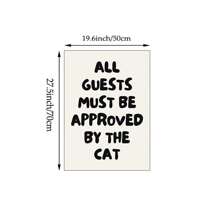 1幅趣味猫咪语录帆布墙画，“所有客人必须经过猫咪批准”，复古字体帆布印刷海报，简约风格，适用于卧室、客厅或办公室装饰，送给养狗人士的礼物，不含画框 - 彩色 - 查看 12