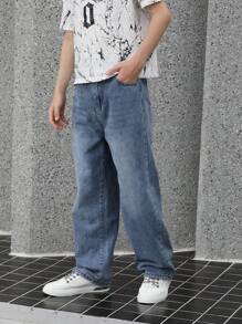 Jeans de pierna recta holgados con efecto teñido anudado muy desgastado, look vintage rasgado y destruido