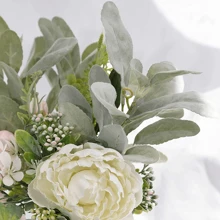 Faux Lambs Ear Stems 5Pcs Flocked Artificial Greenery Solid Spray Fake Rabbit Ear Leaves For Home Wedding DIY Craft - Green - View 5