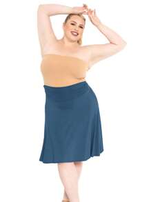 STRETCH IS COMFORT Women's And Plus Size Knee Length Ruched Waist Flowy Skirt - 藍綠色 - 查看 3