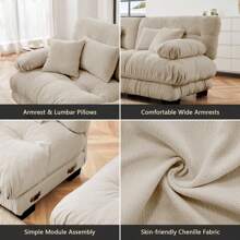 Chenille Upholstered Couches Ottoman For Oversized Modular Sectional Sofa, White,Light Coffee,Pink,Grey23.6"D X 36"W X 19.6"H - 淡咖啡 - 查看 4