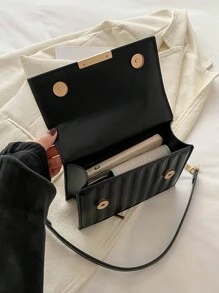 Bolso pequeño con diseño de cadena de textura rombos versátil y de moda