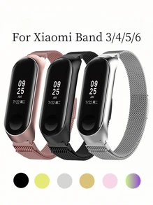 1pc Stainless Steel Strap Compatible With Xiaomi Mi Band 3/4/5/6, Unisex, Classic Minimalist Casual Style - For Mi Band 3/4/5/6 - View 2