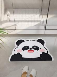 1pc Cute Panda Bathroom Mat, Quick Dry Water Absorbent Non-Slip Diatomaceous Earth Mat, Bathroom Decoration, Shower Mat, Easy To Clean, Suitable For Bathroom, Kitchen, Entryway, Etc., Universal Holiday Decoration
