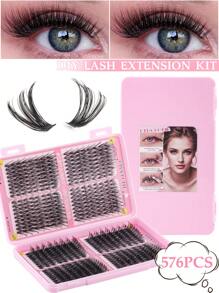 Libro de pestañas postizas con 576 racimos de rizos tipo D de alta capacidad, 30D+40D+50D+60D mezcla de longitudes de 8-16 mm, para maquillaje DIY y belleza. Pestañas postizas negras suaves y densas que amplían y embellecen los ojos, con extensiones de pestañas individuales gruesas y esponjosas, adecuadas para principiantes, para uso diario, viajes, fotografía, reuniones, bodas y maquillaje.