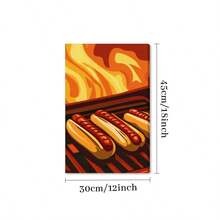1pc Framed Canvas Wall Art, Hotdog Print Canvas Poster, Ideal Gift For Bedroom Living Room Hallway Dorm Wall Decor