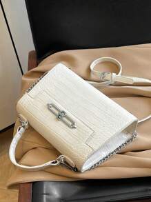 Autumn And Winter Fashion, Simple , Atmosphere, Four Seasons Wild Goddess Fan High-End Texture, Portable Shoulder Bag Oblique Cross-Body Briefcase - White - View 5