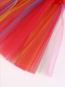 1pc Rainbow Striped Tulle Tutu Skirt, 30cm Youth Waist, Ballet Performance Costume Skirt, Suitable For All Seasons - Dance/Party/Stage Costume