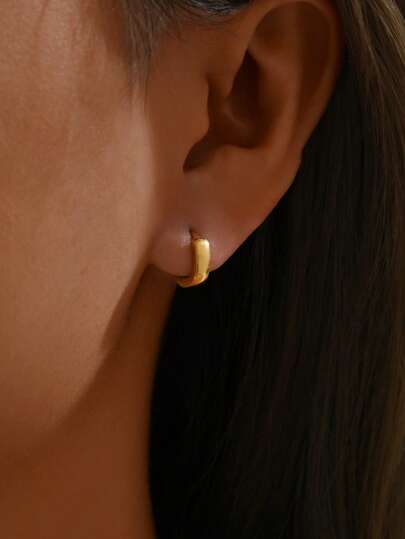 1 Pair 18K Gold Plated Stainless Steel Fashion Earrings, Women's Jewelry, Suitable For Weddings, Parties, Dates And Other Occasions, Can Be Given As Gifts