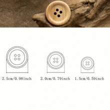 20pcs Wood Buttons Natural Color Camellia Wood Grain Wooden Buttons Buttons For Sewing Accessories Clothes 4 Holes Button. (Size: 1.5cm/0.59inch, 2.0cm/0.79, 2.5cm/0.98inch)