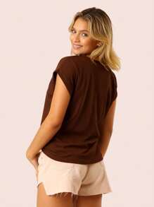 Kit 3 Women's Basic Loose Comfortable Muscle Tee Tank Top - Trắng ngà/Be/Nâu - Xem 6