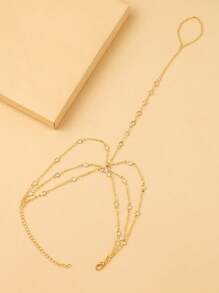 1pc Fashionable Multi-Layer Chain Linked Finger Hand Chain, Unique Design Bracelet - Multicolor - View 3