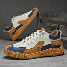 Men's Casual Contrast Color Everyday Sports Sneakers, Versatile - White - View 3