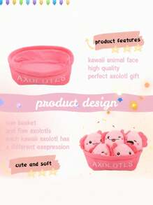 20 厘米/7.87 英寸 Kawaii A Basket 毛绒玩具系列带篮子水豚、猫、草莓、兔子、恐龙和墨西哥钝口螈毛绒动物玩具，适合儿童生日派对家居女孩房间装饰感恩节的完美礼物 - 彩色 - 查看 4