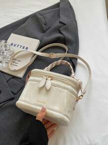 Fashionable Beige Retro PU Mini Handbag (With Heart Scarf And Pendant As Gifts) - Beige - View 8