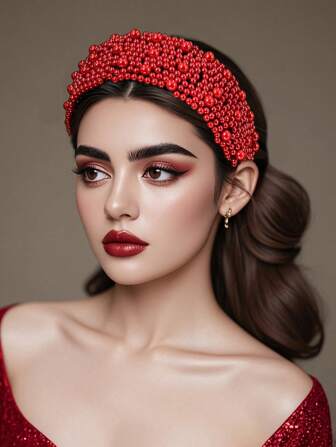 1件优雅珍珠新娘发箍，女士发圈，婚礼头饰，伴娘发饰，适合日常佩戴和派对，情人节配饰