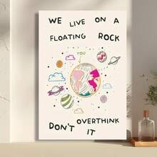 Framed Canvas Poster, "We Live Floating On A Rock" Quote, Artistic Modern Vintage Style,  Wall Art For Home Office, Bedroom, Living Room, Kitchen, Bathroom, Spring & Winter Season, Indoor & Outdoor Use, Letter Print Birthday Party Decor, Mother's Day New Year Easter Gift,  Home Living Room Office Wall Decor, Perfect Gift And Wall Decoration