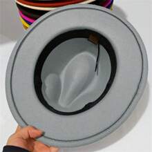 Kid Fedora Hat Solid Color Children Jazz Hats Classic Wide Brim Panama Dress Hat For Boys Girls Clothes Accessories - 灰色 - 查看 4