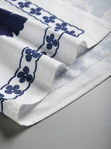 Ensemble de 2 pièces pour homme : shorts à cordon de serrage avec boutons col de chemise, imprimé porcelaine, pour l'été