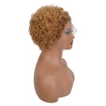 Pixie Cut Curly Human Hair Wigs Ginger 350 Short Curly Lace Front Human Hair Wigs For Women 6 Inch 13x1 Transparent Lace Frontal Wigs Water Wave Dark Rooted To Ginger Orange Color - #27 - 查看 7
