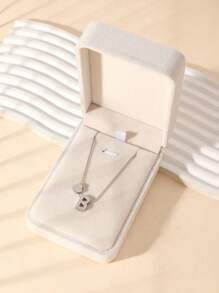 1 Fashion Simple Stainless Steel Love Letters Ladies Pendant Necklace Suitable For Ladies Daily Wear Holiday Dating Gift Jewellery Mother's Day Gift (With Gift Box)
