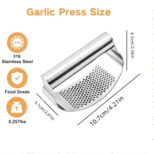 Manual Ring-Shaped Stainless Steel Garlic Press For Household Garlic Mincing And Garlic Mashing, Stainless Steel Garlic Pressure Rocker, Ergonomic Garlic Crusher With Handle, Rust-Proof Kitchen Garlic And Ginger Tools, Herbal Tools - Silver - View 3